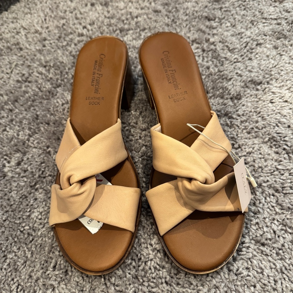Cristina Francini Beige Knotted Mules